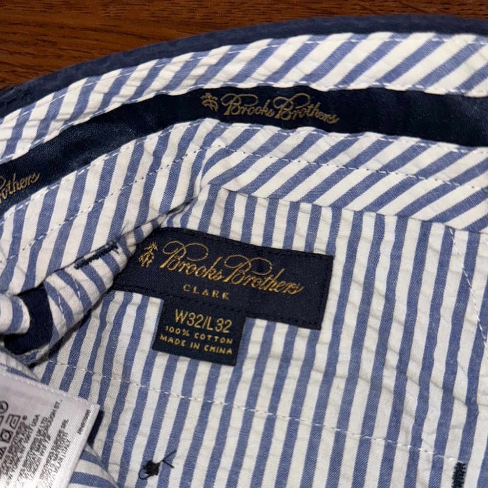 NWT Brooks Brothers Genuine Seersucker Navy Blue Men's Pants 32 x 32 - Picture 5 of 11